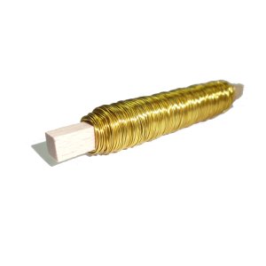 Eisenlackdraht 0,5mm - 100gr. Holzstab - Farbe / Gold hell