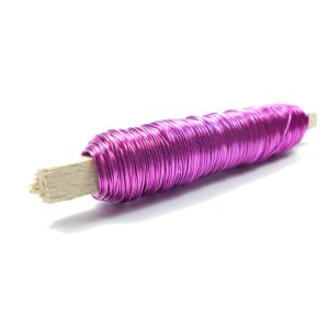 Eisenlackdraht 0,5mm - 100gr. Holzstab - Farbe / Pink