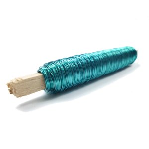 Eisenlackdraht 0,5mm - 100gr. Holzstab - Farbe / Türkis