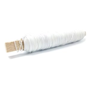 Eisenlackdraht Ø 0,5 mm - 100 Gr. auf Holzstab / Farbe - Weiß